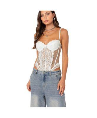 Women's Cabaret lacey sheer mesh bodysuit by EDIKTED