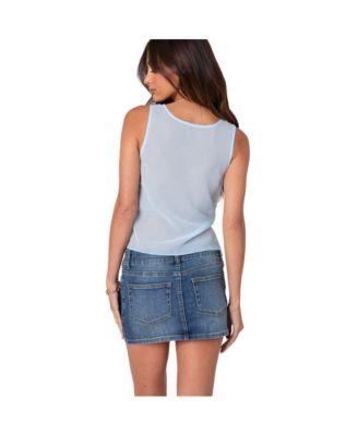 Women's Chiffon & Lace Sheer Asymmetric Top by EDIKTED