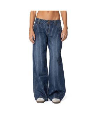 Womens Cory Striped Low Rise Jeans by EDIKTED