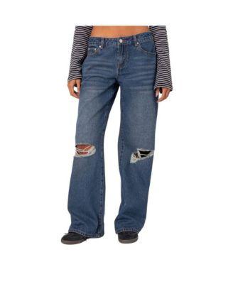 Women's Debbie distressed low rise jeans by EDIKTED