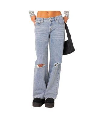 Women's Debbie distressed low rise jeans by EDIKTED