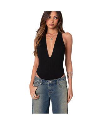 Women's Deep V Backless Bodysuit by EDIKTED
