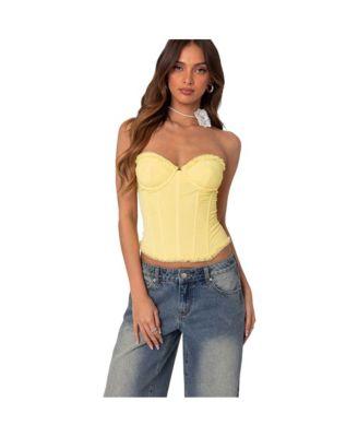 Women's Deirdre mesh lace up corset top by EDIKTED