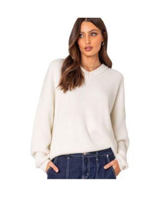 Women's Denny oversized v neck sweater by EDIKTED