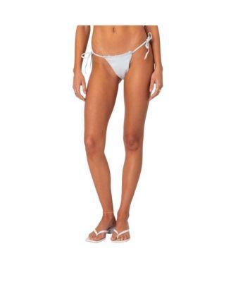 Women's Didi Distressed Denim String Bikini Bottom by EDIKTED