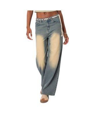 Women's Dirty Wash Low Rise Baggy Jeans by EDIKTED