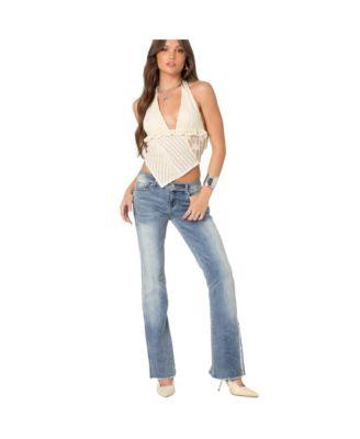 Women's Frayed Seam washed flare jeans by EDIKTED