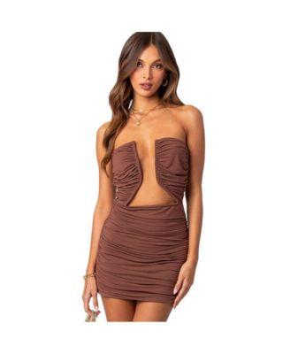 Women's Gathered cut out mini dress by EDIKTED