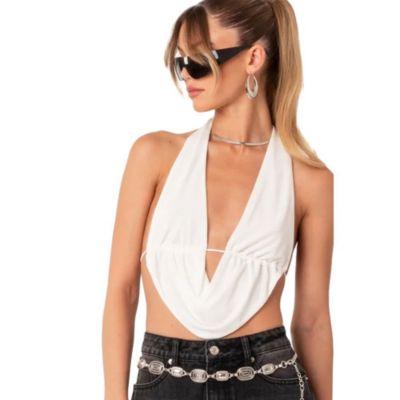 Women's Halterneck Crop Top Tied At The Back by EDIKTED Women's Halterneck Crop Top Tied At The Back by EDIKTED