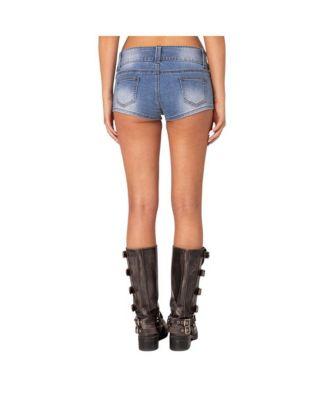 Women's Honey Low Rise Denim Micro Shorts by EDIKTED