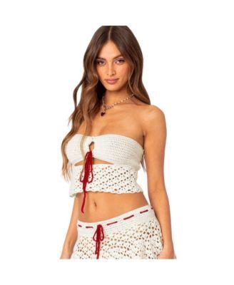 Women's Jaslene Strapless Crochet Top by EDIKTED