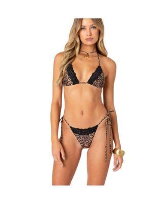 Women's Lacey Leopard triangle bikini top by EDIKTED