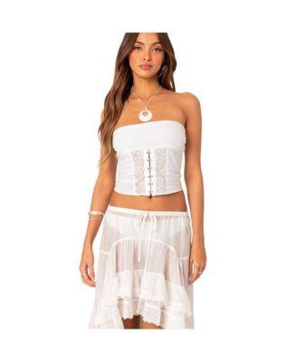 Women's Lacey Linen Look Corset Top by EDIKTED