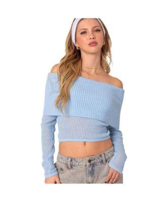 Women's Lili off fold over knit top by EDIKTED