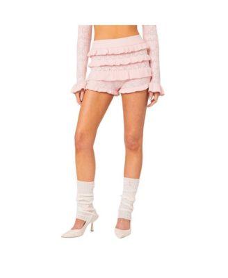 Women's Lindsay Ruffle Knitted Shorts by EDIKTED