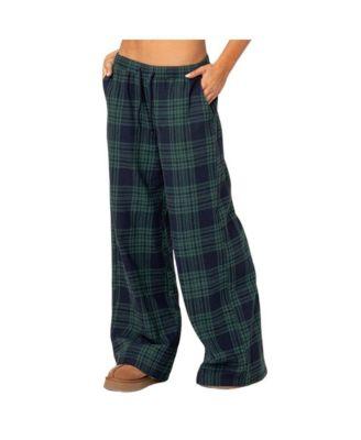 Women's Lounge Around Plaid Wide Leg Pants by EDIKTED