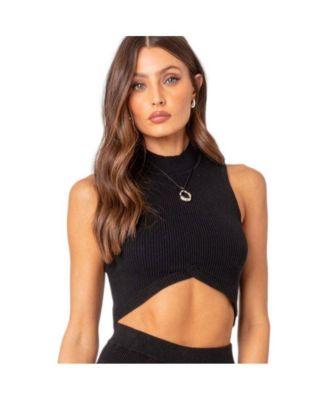 Women's Marcus high neck knit crop top by EDIKTED