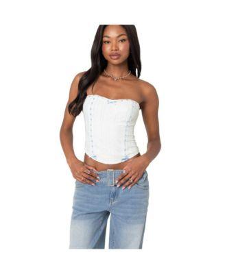 Women's Mist lacey ribbon corset top by EDIKTED