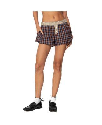 Women's Mixed Plaid Boxer Shorts by EDIKTED