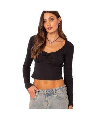 Women's Nat ruched v neck top by EDIKTED