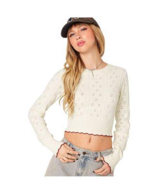 Women's Nelly embroidered knit crop top by EDIKTED