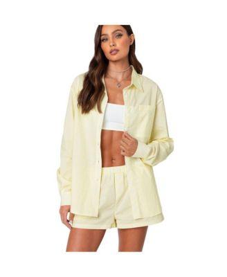Women's Over d Pinstripe Button Up Shirt by EDIKTED