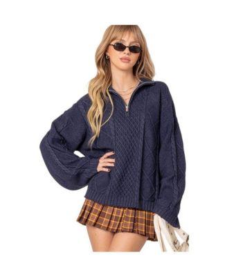 Women's Oversized quarter zip cable knit sweater by EDIKTED