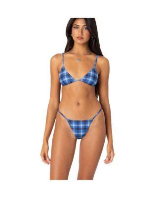Women's Preppy Plaid Triangle Bikini Top by EDIKTED