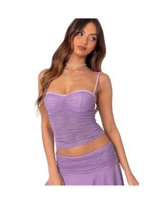 Women's Rebecca Ruched Mesh Bra Top by EDIKTED