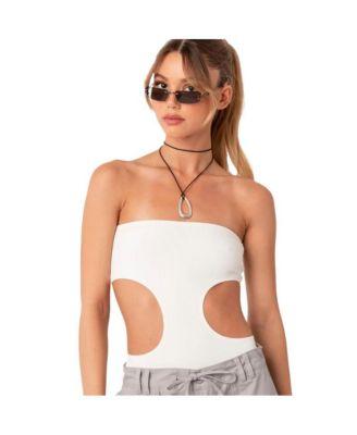 Women's Ribbed Bodysuit With Cut Out Top by EDIKTED