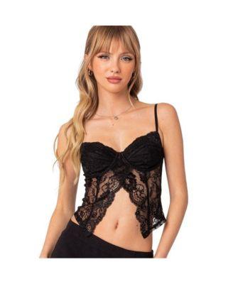 Women's Sav split front sheer lace corset top by EDIKTED Women's Sav split front sheer lace corset top by EDIKTED