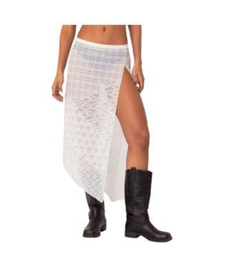 Women's Sheer Patchwork Lace Maxi Skirt by EDIKTED