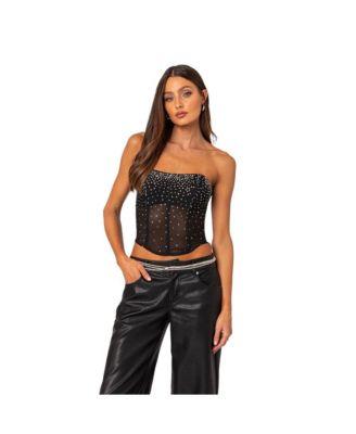 Women's Sheer rhinestone corset top by EDIKTED