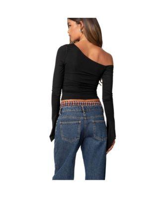 Women's Stacie Asymmetric Long Sleeve Top by EDIKTED