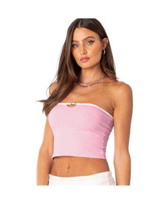 Women's Strapless Crop Top With Small Belt On Bust by EDIKTED