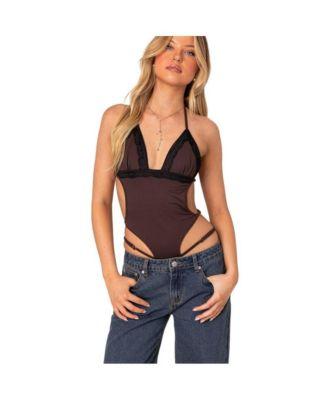 Women's Strappy Lace Trim Bodysuit by EDIKTED