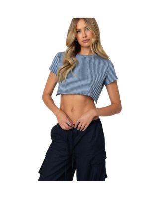 Women's Stripey Cropped T Shirt by EDIKTED