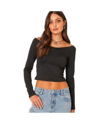 Women's Tahlia v neck off shoulder top by EDIKTED