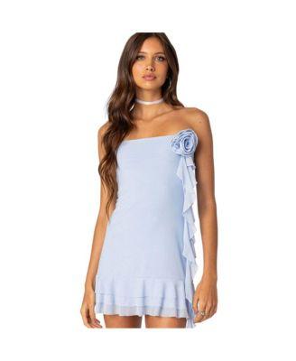 Women's Thalia Flower Pin Ruffle Mini Dress by EDIKTED