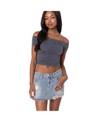 Women's Triple ruched off shoulder top by EDIKTED