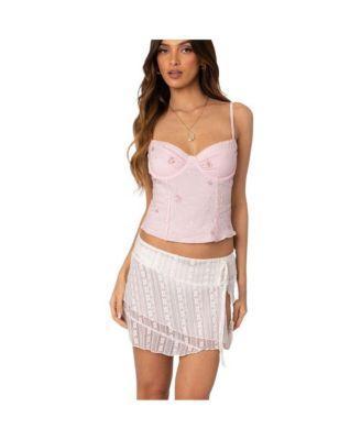 Women's Victoria Embroidered Mesh Bra Top by EDIKTED