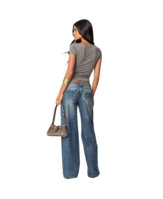 Womens Vyxen Vintage Washed Low Rise Jeans by EDIKTED