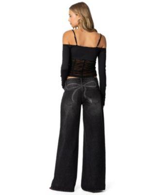 Womens Vyxen Vintage Washed Low Rise Jeans by EDIKTED