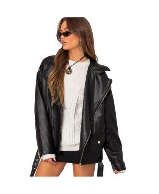 Women's Wrenley oversized faux leather jacket by EDIKTED Women's Wrenley oversized faux leather jacket by EDIKTED