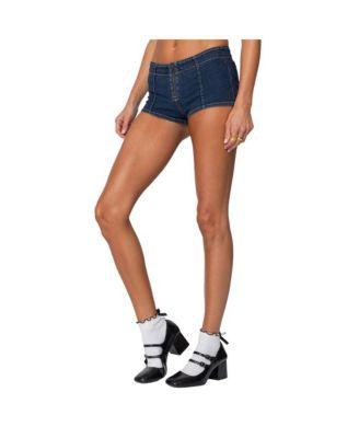 Women's Zipped Up Denim Micro Shorts by EDIKTED