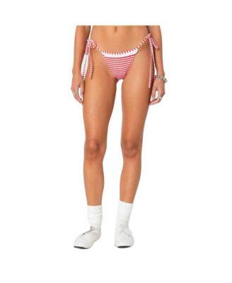 Women's Zora striped string bikini bottom by EDIKTED