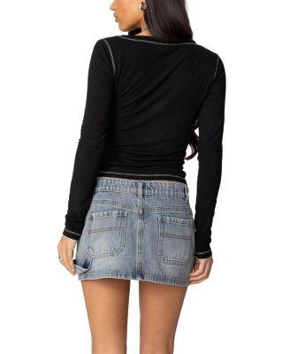 Yael Contrast Stitch Henley Top by EDIKTED