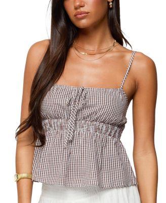 Zahara Gingham Babydoll Top by EDIKTED