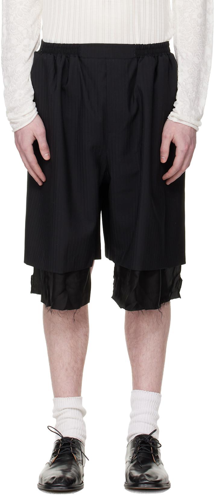 Black Exploded Lining Shorts by EDWARD CUMING