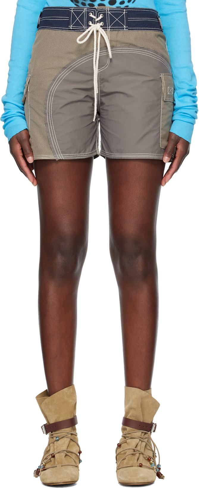 Gray Half-Moon Swim Shorts by EDWARD CUMING